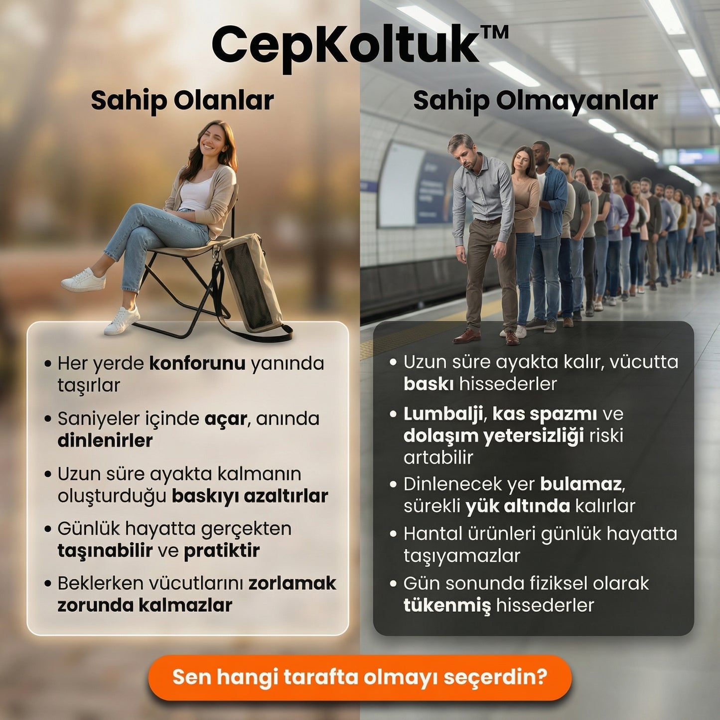 CepKoltuk™ Akıllı Taşınabilir Koltuk